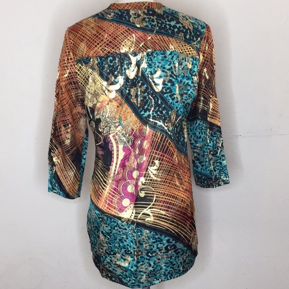 Poeme By Citron Button Down Shirt Tunic M - Picture 2 of 5